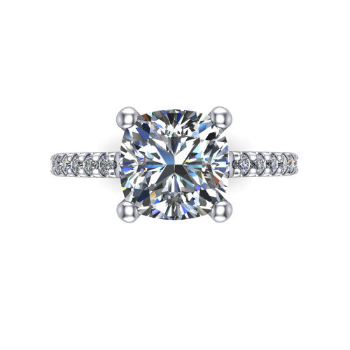 Abigail Cushion Shape Classic Engagement Ring in 18K White Gold