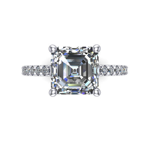 Abigail Square Emerald Shape Classic Engagement Ring in Platinum