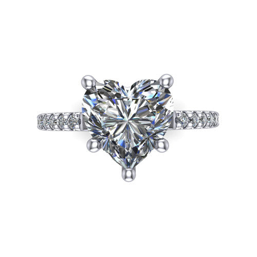 Abigail Heart Shape Classic Engagement Ring in Platinum