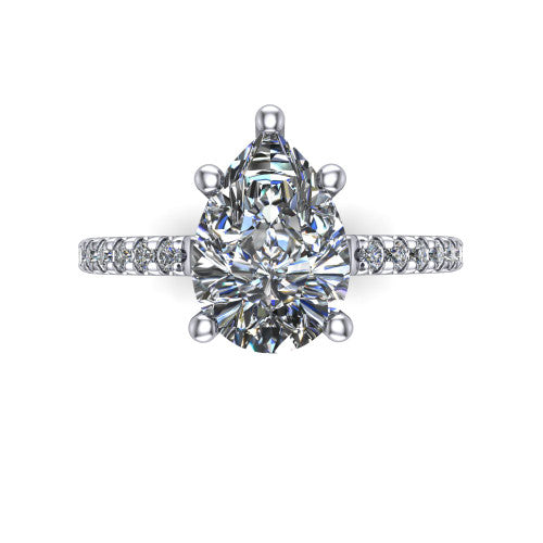 Abigail Pear Shape Classic Engagement Ring in Platinum