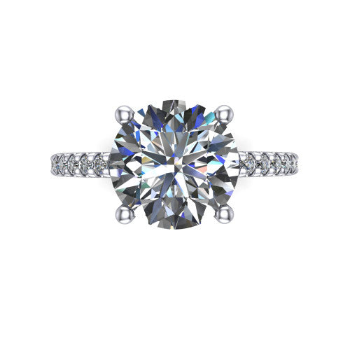 Abigail Round Shape Classic Engagement Ring in 18K White Gold
