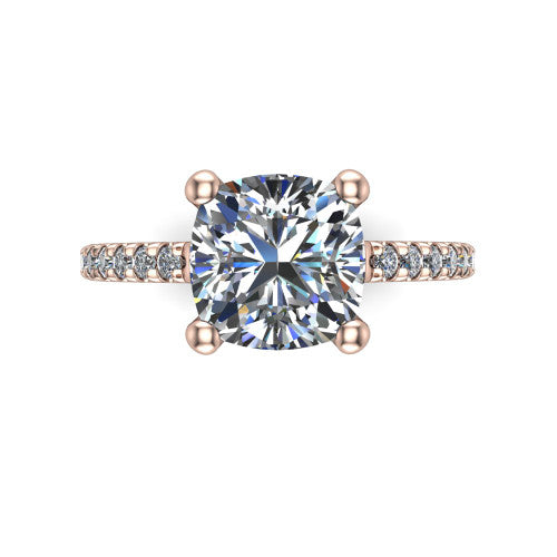 Abigail Cushion Shape Classic Engagement Ring in 18K Rose Gold