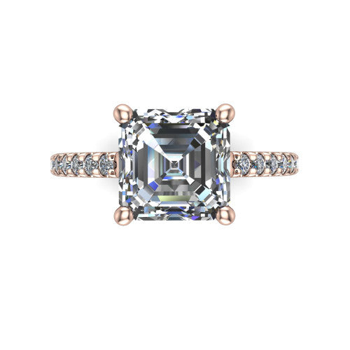 Abigail Square Emerald Shape Classic Engagement Ring in 14K Rose Gold