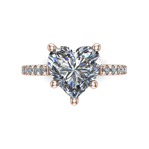 Abigail Heart Shape Classic Engagement Ring in 14K Rose Gold