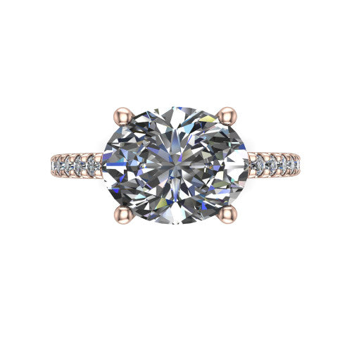 Abigail Oval Shape Classic Engagement Ring in 14K Rose Gold