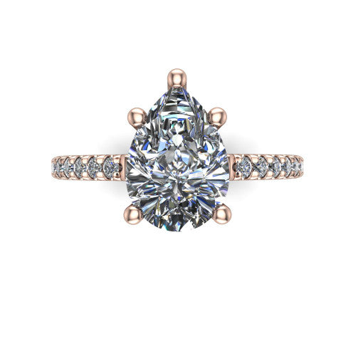 Abigail Pear Shape Classic Engagement Ring in 18K Rose Gold