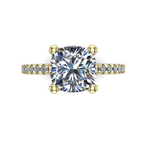 Abigail Cushion Shape Classic Engagement Ring in 18K Yellow Gold