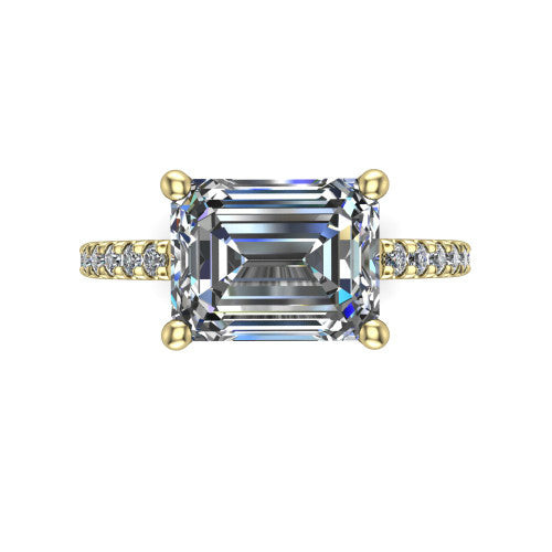 Abigail Emerald Shape Classic Engagement Ring in 18K Yellow Gold
