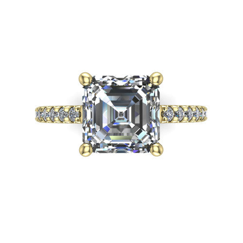 Abigail Square Emerald Shape Classic Engagement Ring in 14K Yellow Gold