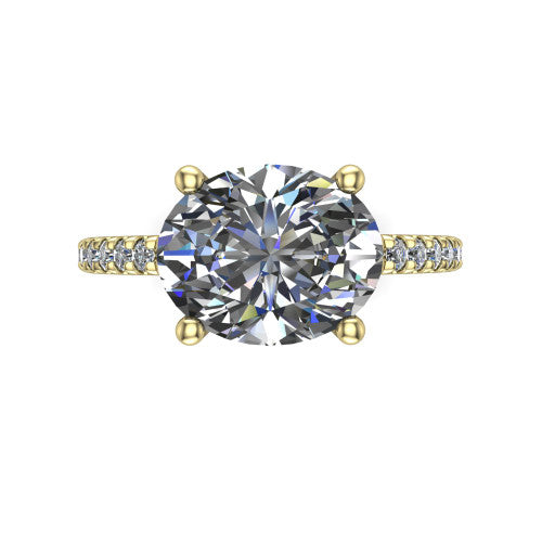Abigail Oval Shape Classic Engagement Ring in 18K Yellow Gold