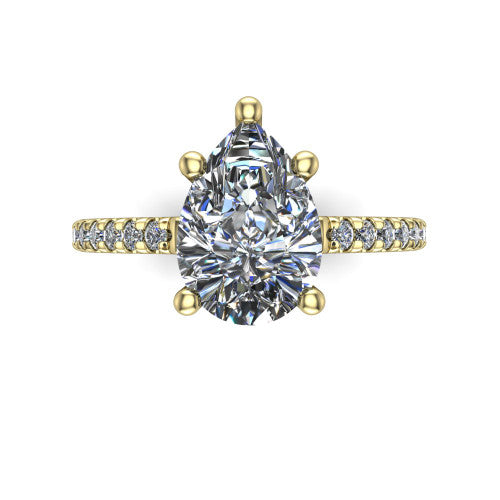 Abigail Pear Shape Classic Engagement Ring in 18K Yellow Gold