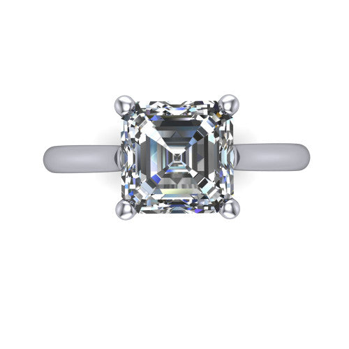 Margaret square emerald classic solitaire engagement ring in Platinum, top-down view showing the four-prong square emerald solitaire center