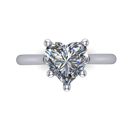 Margaret heart classic solitaire engagement ring in Platinum, top-down view showing the four-prong heart solitaire center