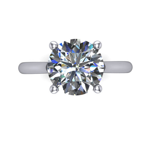 Margaret round classic solitaire engagement ring in 14K White Gold, top-down view showing the four-prong round solitaire center