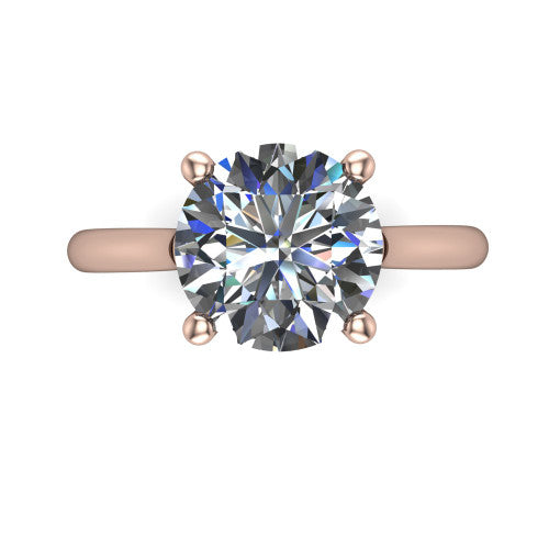 Margaret round classic solitaire engagement ring in 18K Rose Gold, top-down view showing the four-prong round solitaire center