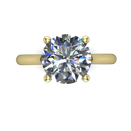 Margaret round classic solitaire engagement ring in 18K Yellow Gold, top-down view showing the four-prong round solitaire center