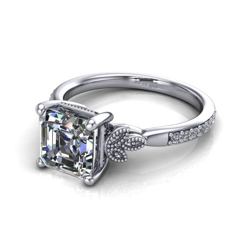 Lora Square Emerald Shape Solitaire Engagement Ring in Platinum