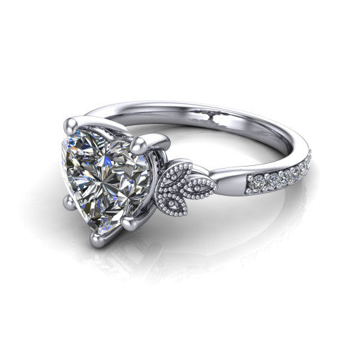 Lora Heart Shape Solitaire Engagement Ring in Platinum