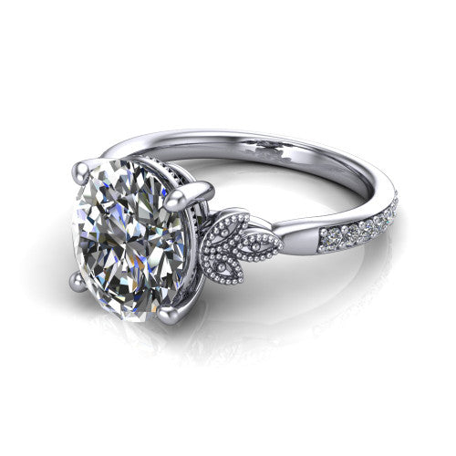 Lora Oval Shape Solitaire Engagement Ring in 18K White Gold