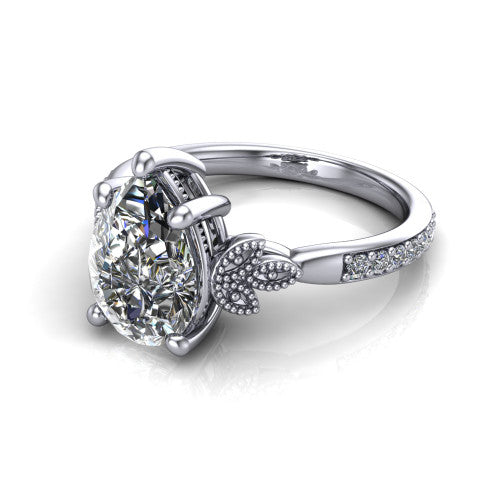 Lora Pear Shape Solitaire Engagement Ring in 14K White Gold