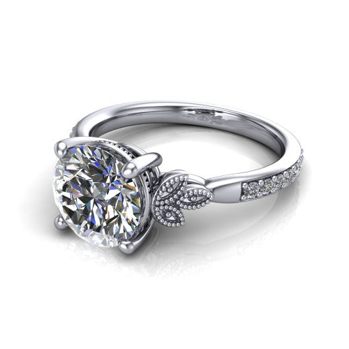 Lora Round Shape Solitaire Engagement Ring in 18K White Gold