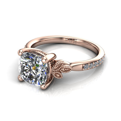 Lora Cushion Shape Solitaire Engagement Ring in 18K Rose Gold