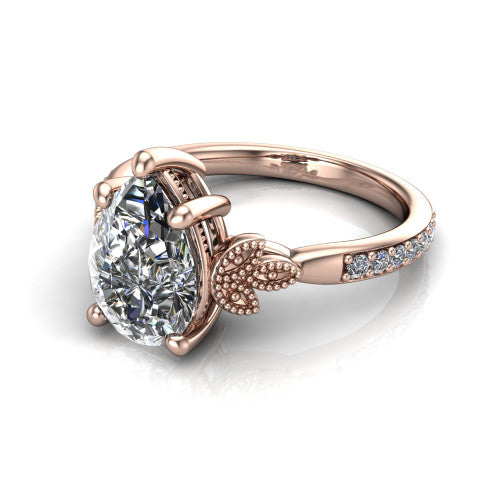 Lora Pear Shape Solitaire Engagement Ring in 18K Rose Gold