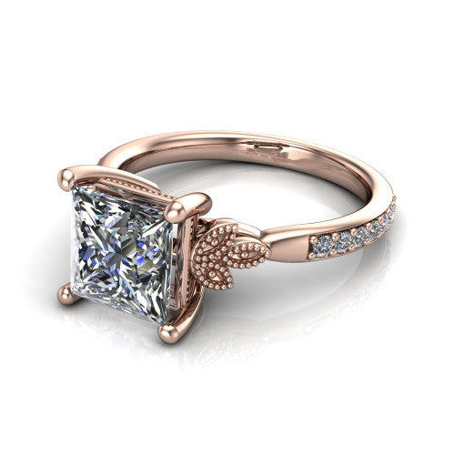 Lora Princess Shape Solitaire Engagement Ring in 14K Rose Gold