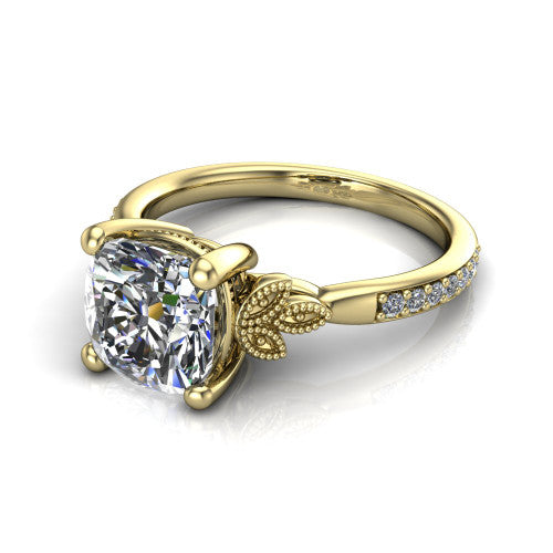 Lora Cushion Shape Solitaire Engagement Ring in 18K Yellow Gold