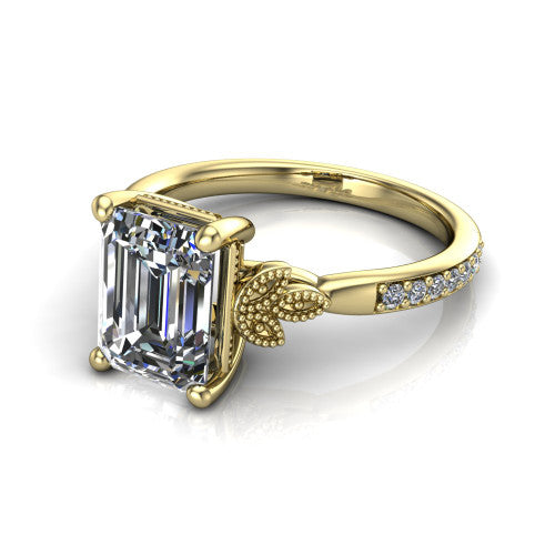 Lora Emerald Shape Solitaire Engagement Ring in 18K Yellow Gold