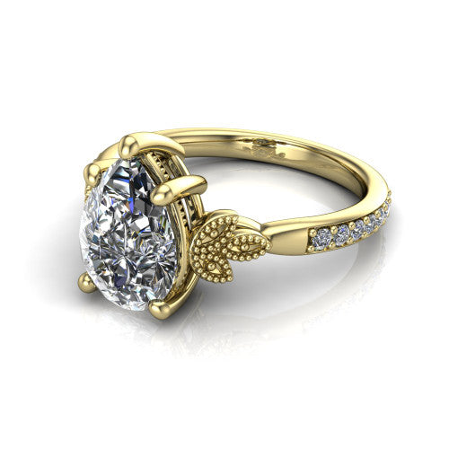 Lora Pear Shape Solitaire Engagement Ring in 14K Yellow Gold