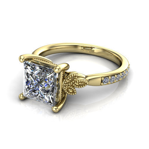 Lora Princess Shape Solitaire Engagement Ring in 14K Yellow Gold