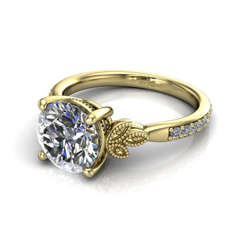 Lora Round Shape Solitaire Engagement Ring in 18K Yellow Gold