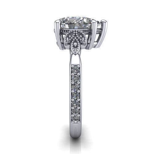 Lora Pear Shape Solitaire Engagement Ring in 14K White Gold
