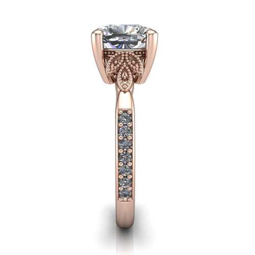Lora Cushion Shape Solitaire Engagement Ring in 18K Rose Gold