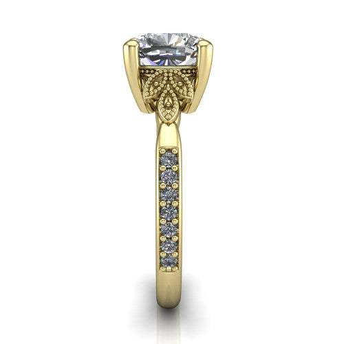 Lora Cushion Shape Solitaire Engagement Ring in 14K Yellow Gold