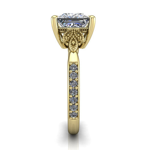 Lora Princess Shape Solitaire Engagement Ring in 14K Yellow Gold