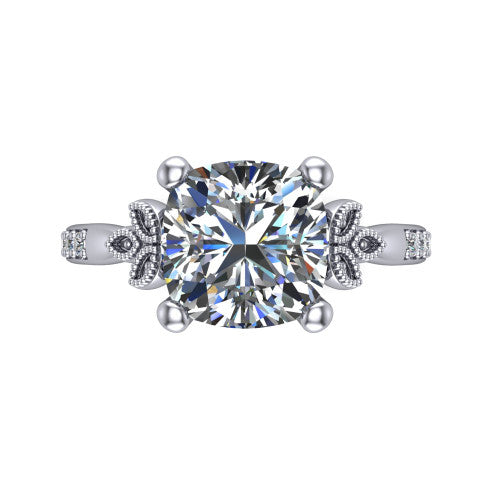 Lora Cushion Shape Solitaire Engagement Ring in Platinum