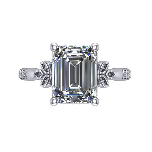 Lora Emerald Shape Solitaire Engagement Ring in Platinum
