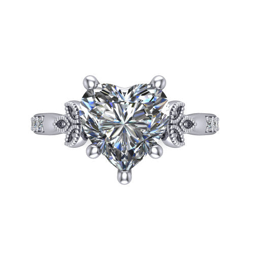Lora Heart Shape Solitaire Engagement Ring in 18K White Gold