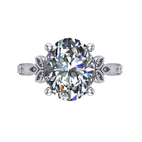 Lora Oval Shape Solitaire Engagement Ring in 18K White Gold