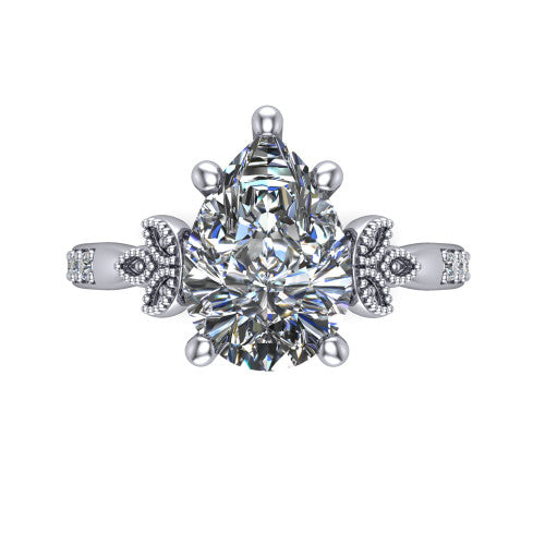 Lora Pear Shape Solitaire Engagement Ring in Platinum