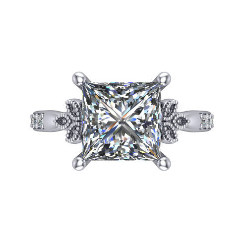 Lora Princess Shape Solitaire Engagement Ring in 14K White Gold