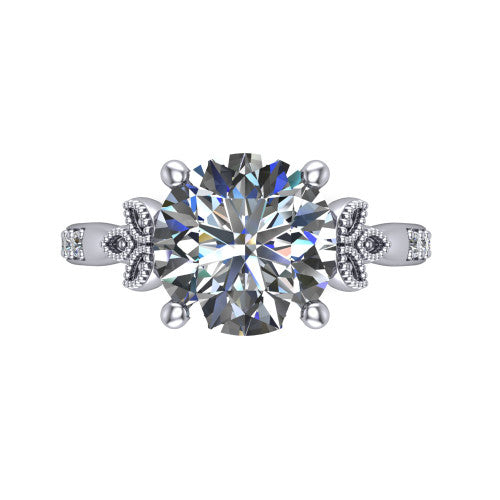 Lora Round Shape Solitaire Engagement Ring in 14K White Gold