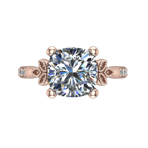 Lora Cushion Shape Solitaire Engagement Ring in 18K Rose Gold