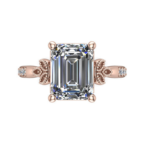 Lora Emerald Shape Solitaire Engagement Ring in 18K Rose Gold