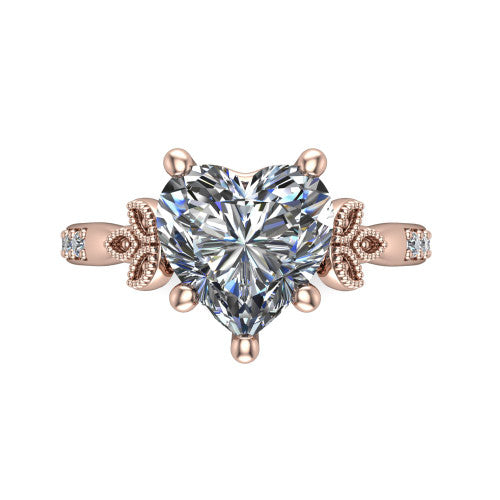 Lora Heart Shape Solitaire Engagement Ring in 14K Rose Gold