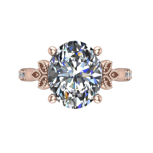 Lora Oval Shape Solitaire Engagement Ring in 18K Rose Gold