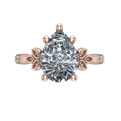 Lora Pear Shape Solitaire Engagement Ring in 14K Rose Gold
