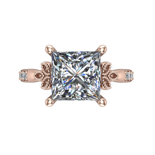 Lora Princess Shape Solitaire Engagement Ring in 14K Rose Gold